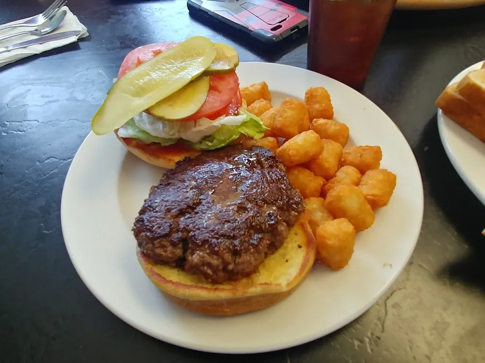 Single Burger and Tots